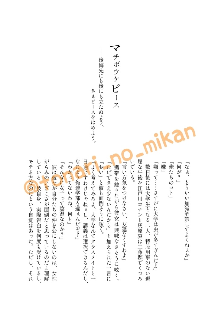 彼と彼女のパズル理論