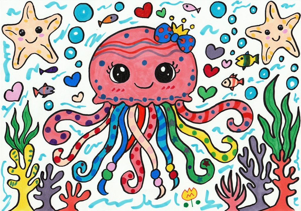 Sparkling Pink Jellyfish Guiding to the Higher Light（輝くピンククラゲ：高次の光への導き）