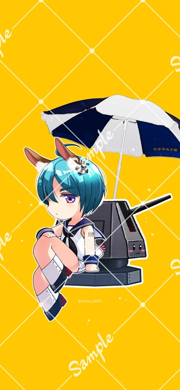 【スマホ用壁紙】護衛艦すずつき＆単装砲ちゃん