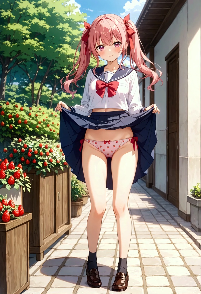 アニメ立ちスカートめくりパンチラ、サンプル無料画像