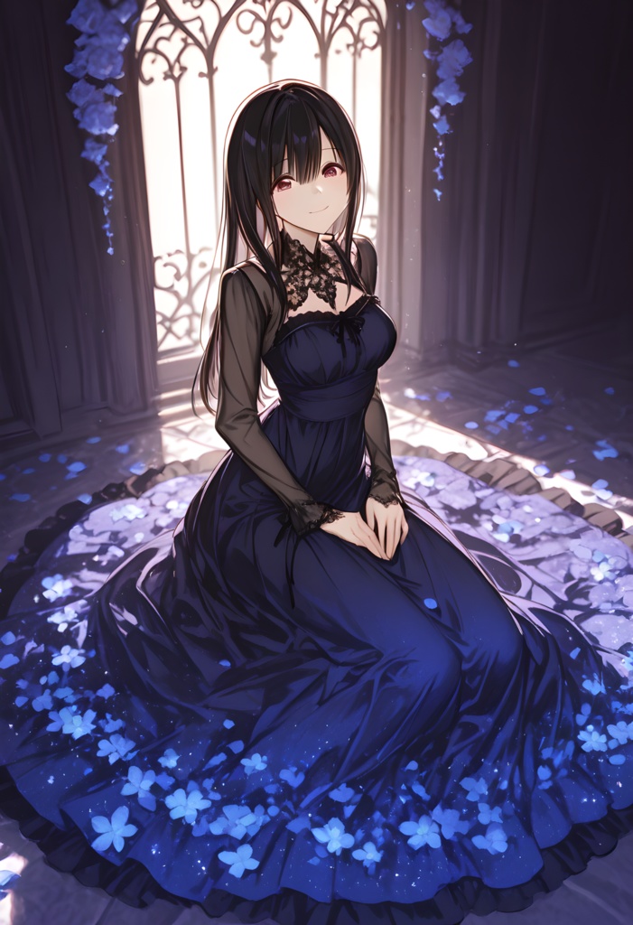 藤棚と女性:ドレス・和服(無償版あり)