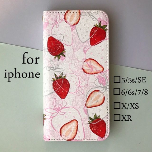 Iphone受注生産 ファーストストロベリー手帳型iphoneケース Am I Alice Booth