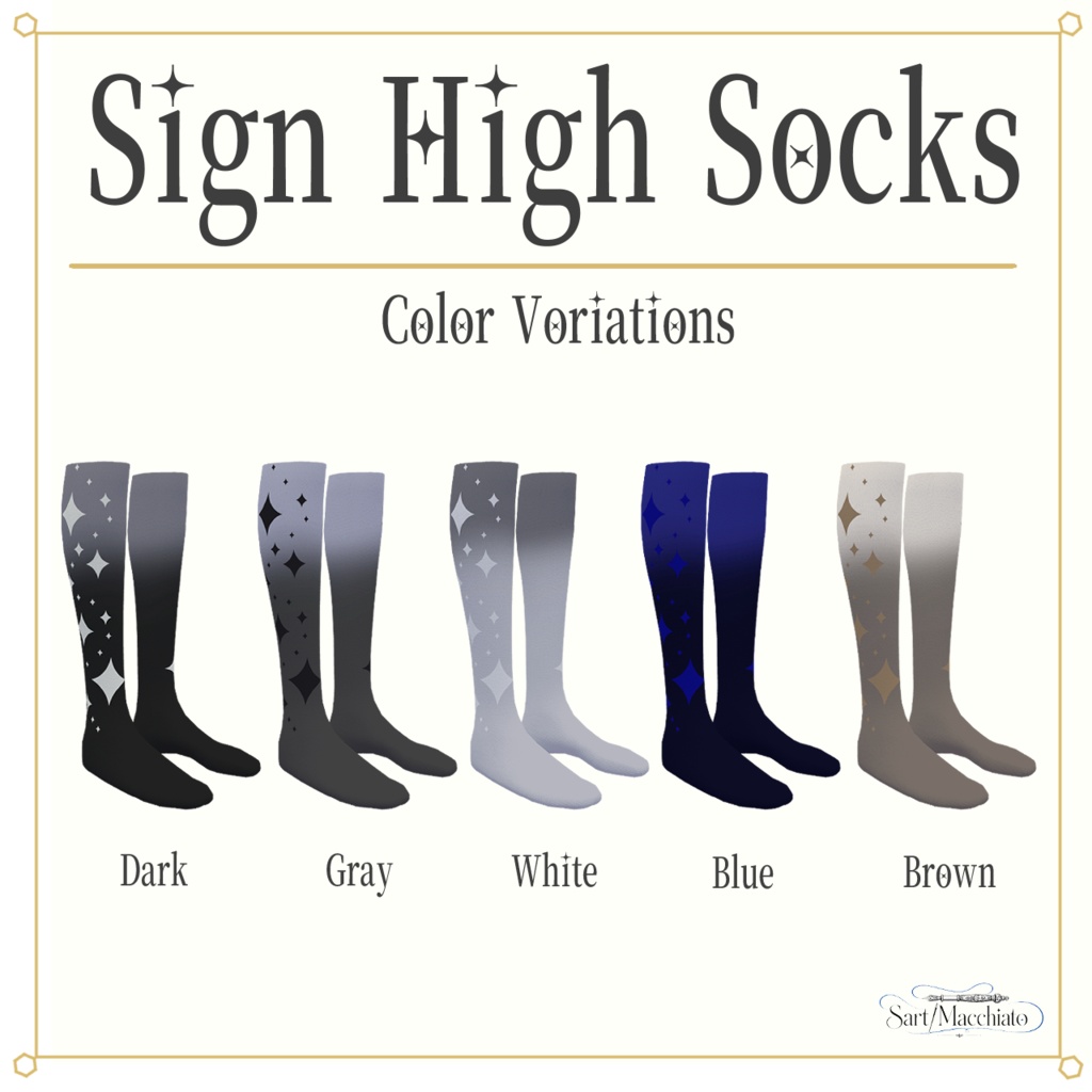 【+Head専用】Sign High Socks【VRC想定】