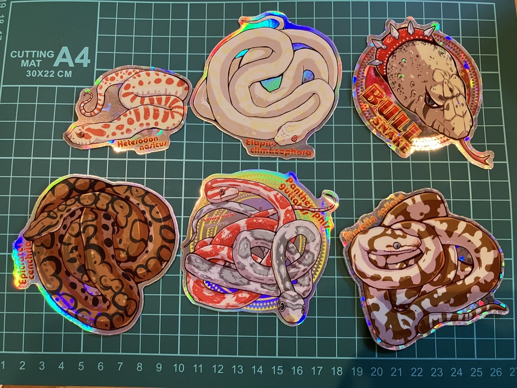 へびたちダイカットキラキラステッカー