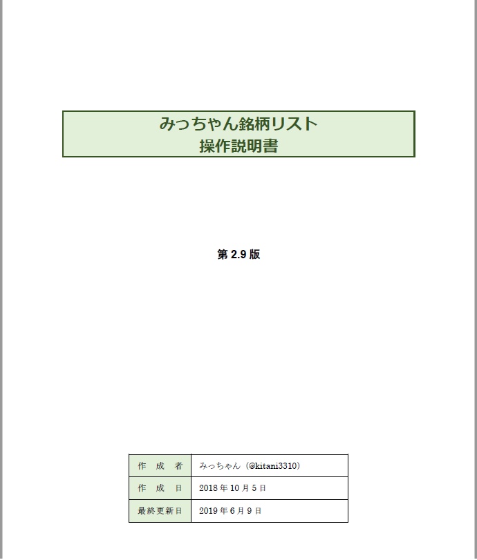 みっちゃん銘柄リスト操作説明書