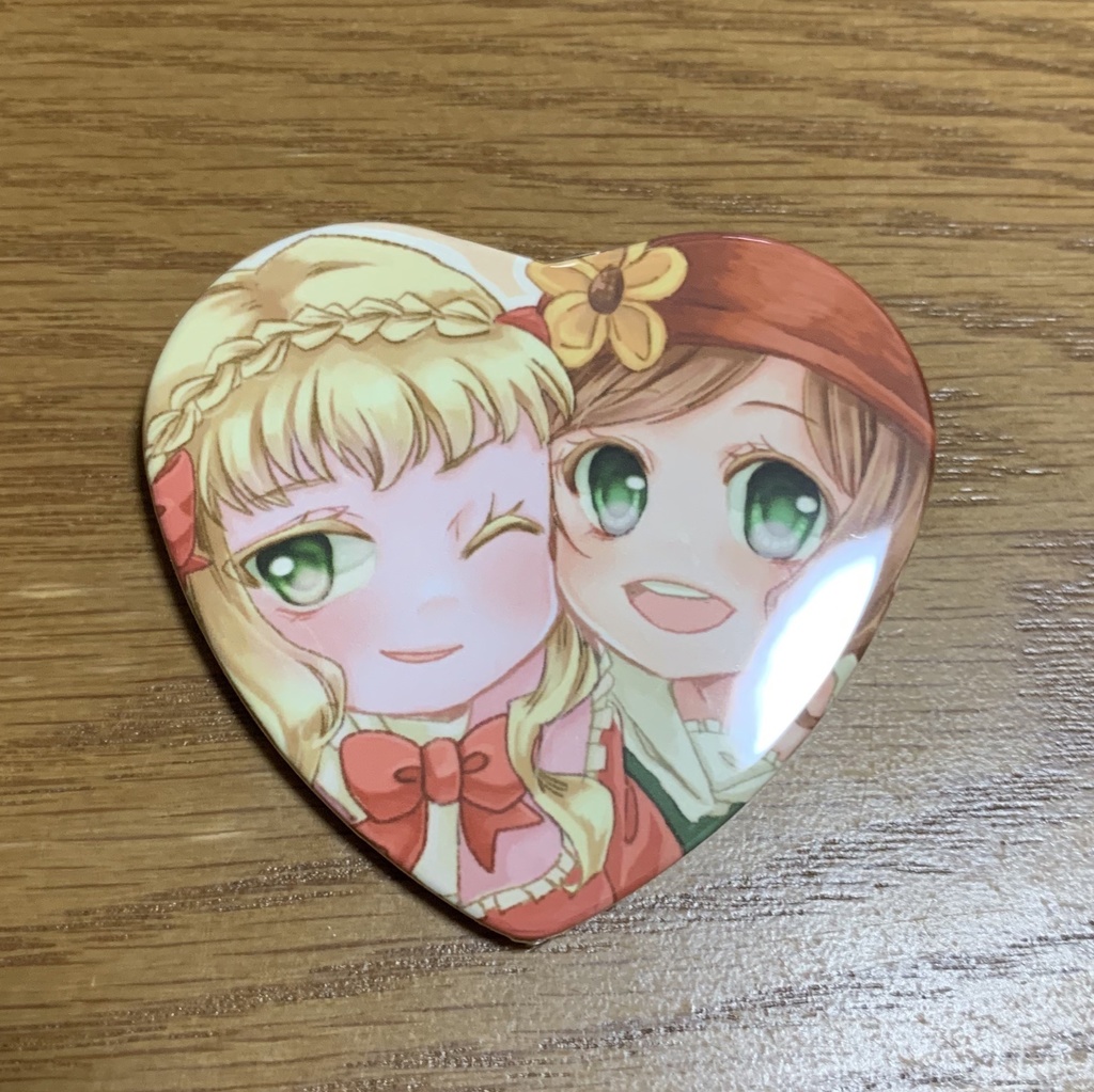 【牧物】ミノリ&エリーゼハート缶バッジ