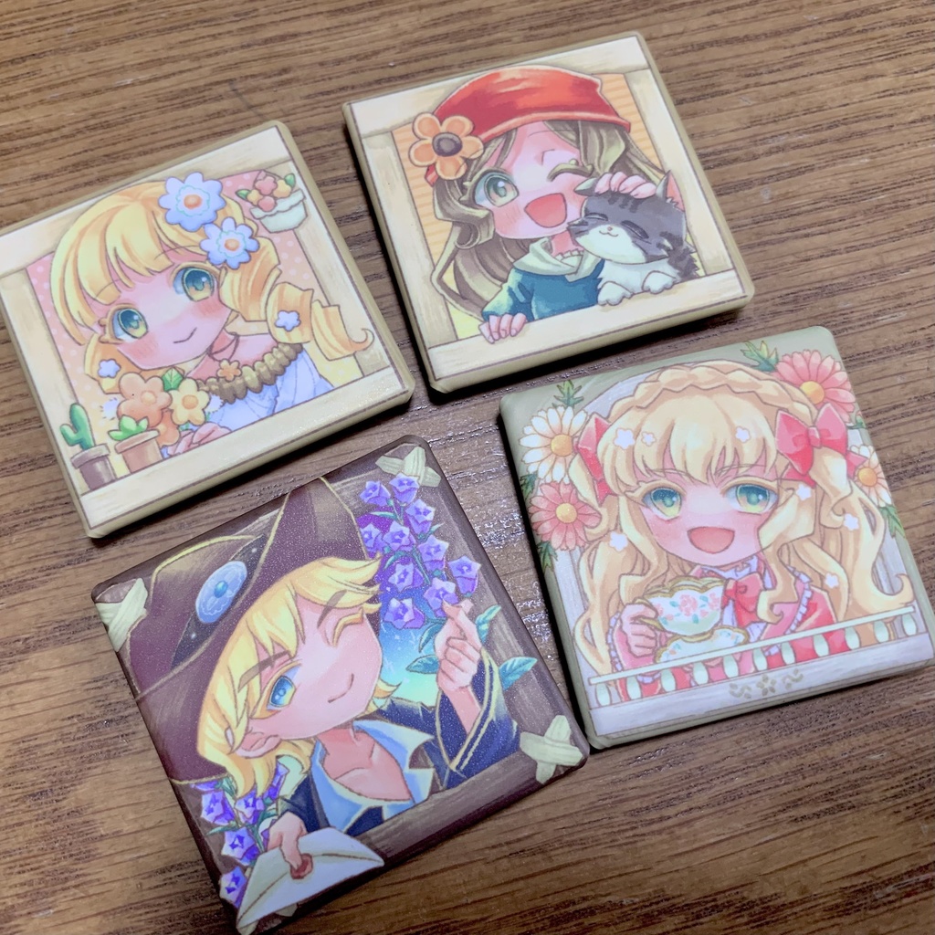 【牧物】窓枠風缶バッジ