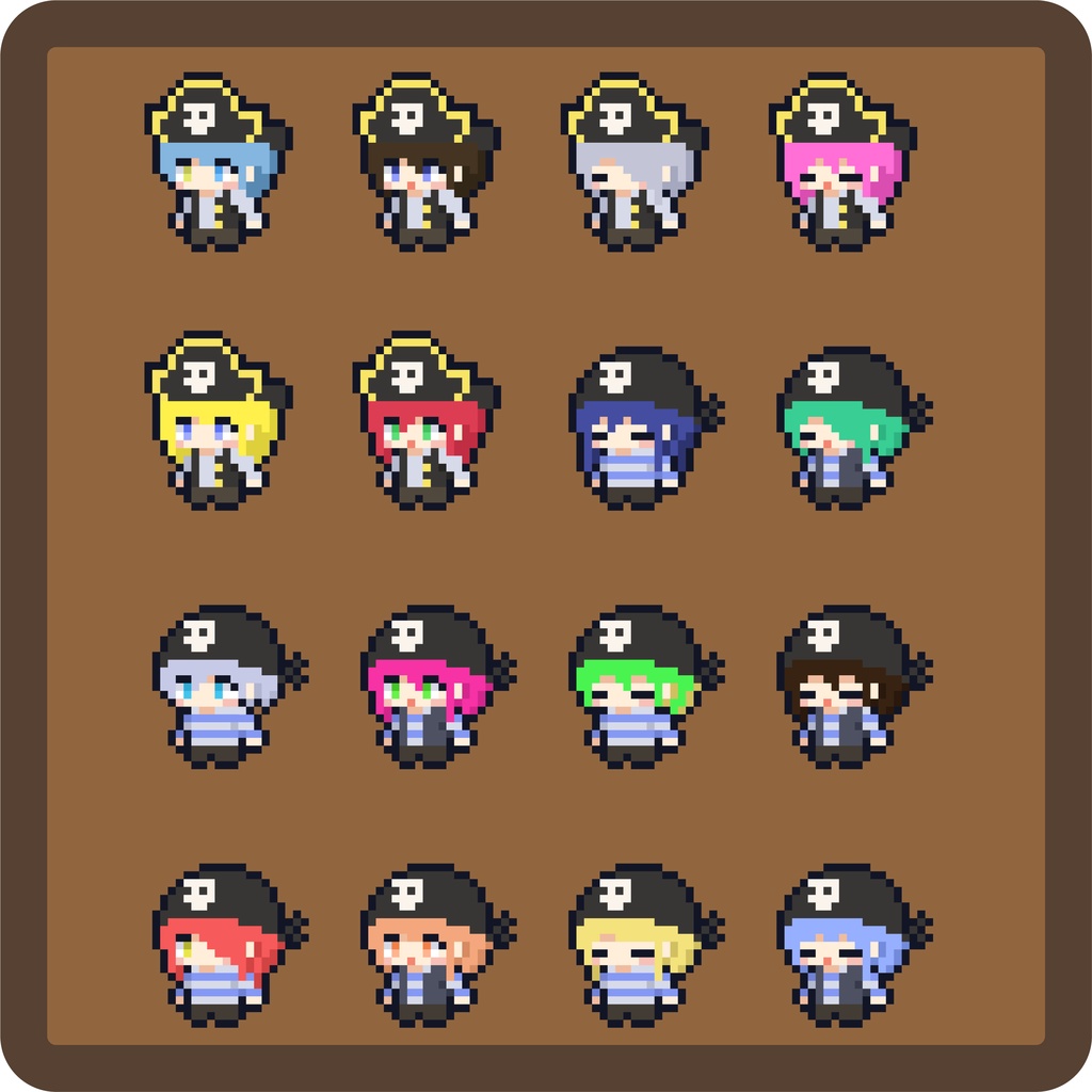 ちび海賊素材　キャラクタードット絵詰め合わせ