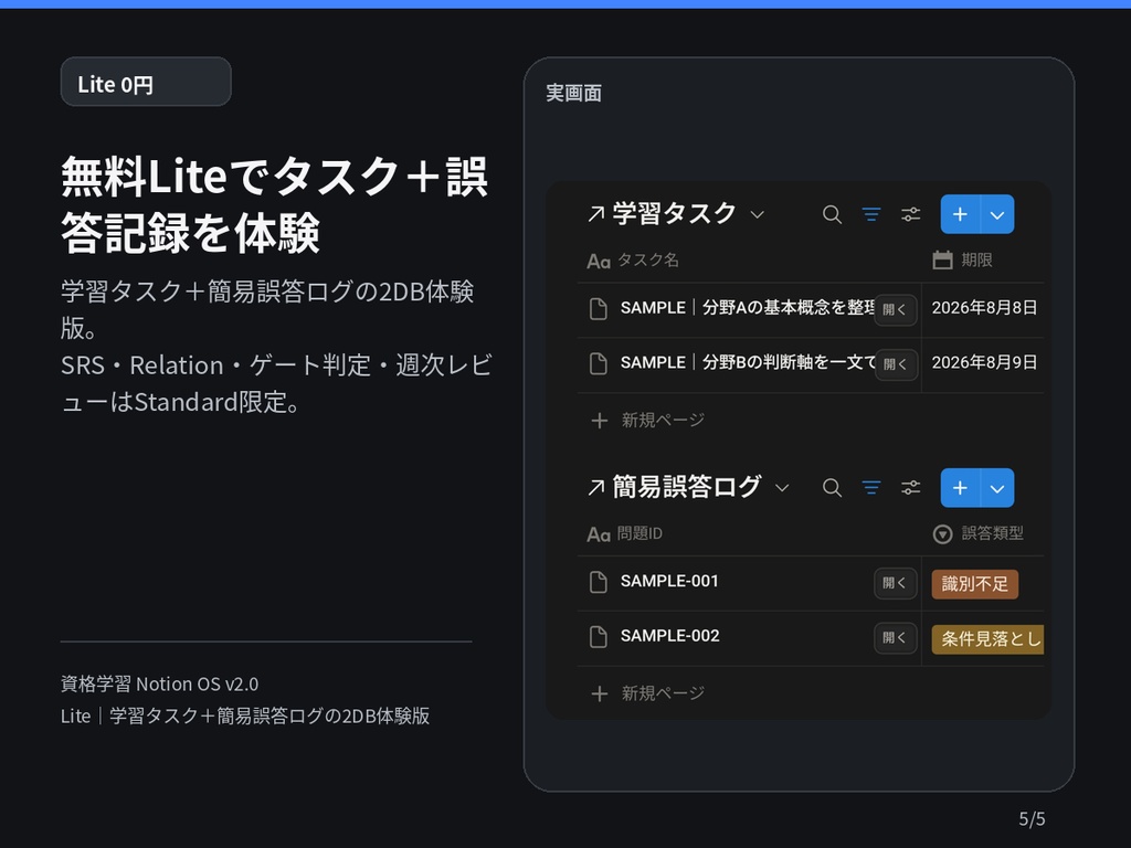 資格学習 Notion OS v2.0 Lite