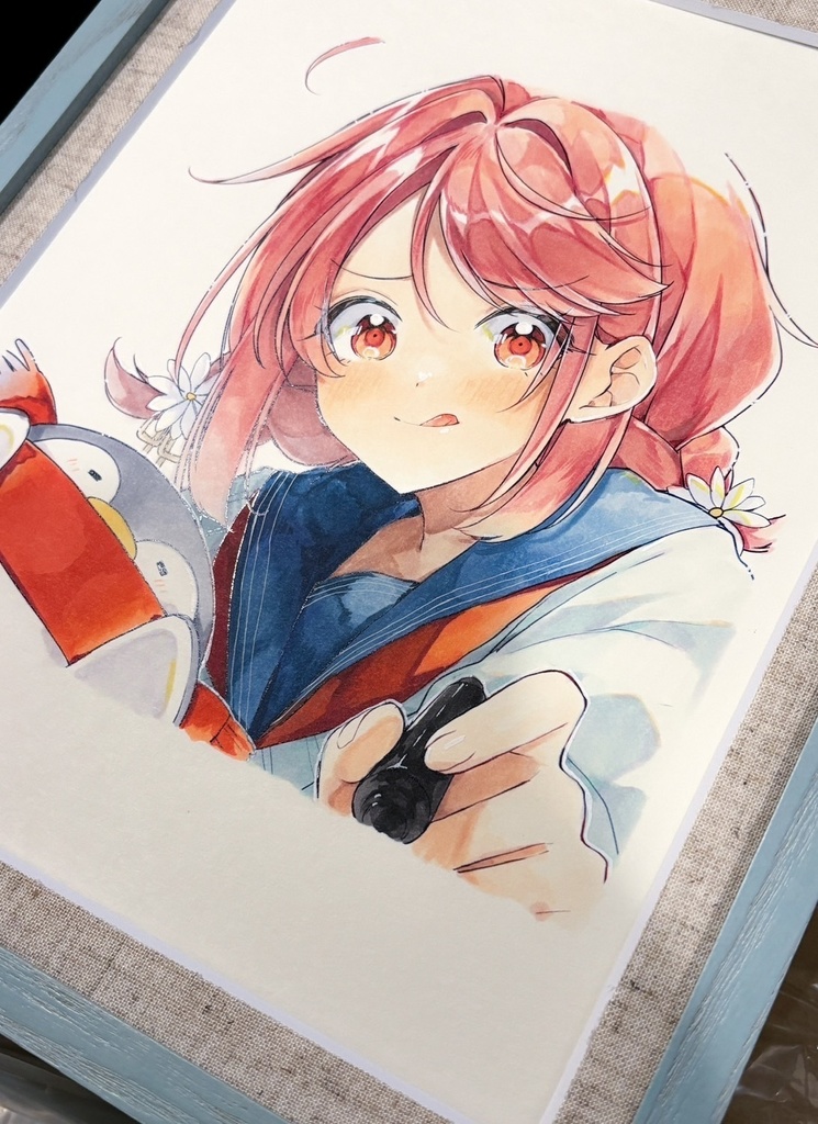 額装原画　サインhana
