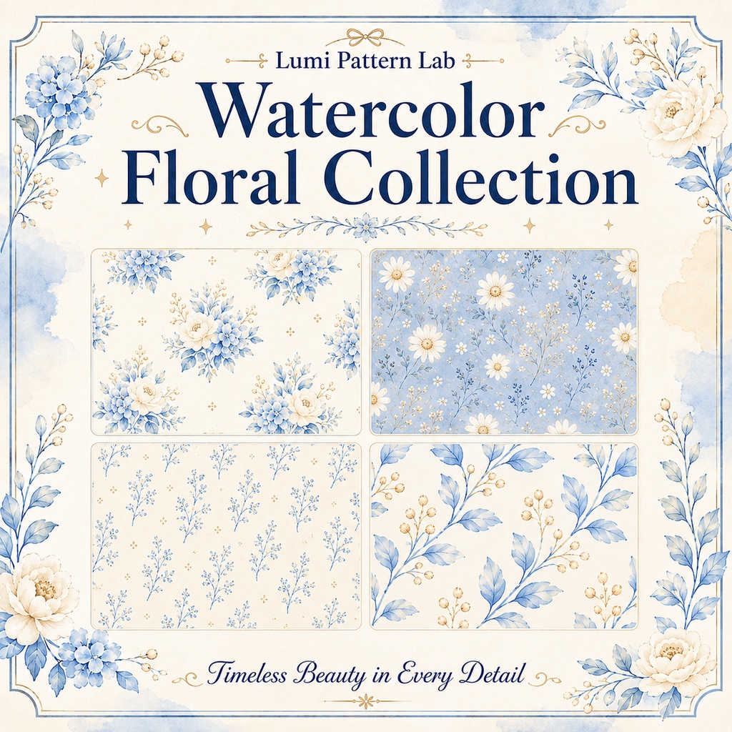 Blue & Cream Seamless Pattern 20
