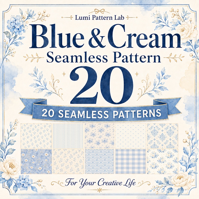 Blue & Cream Seamless Pattern 20