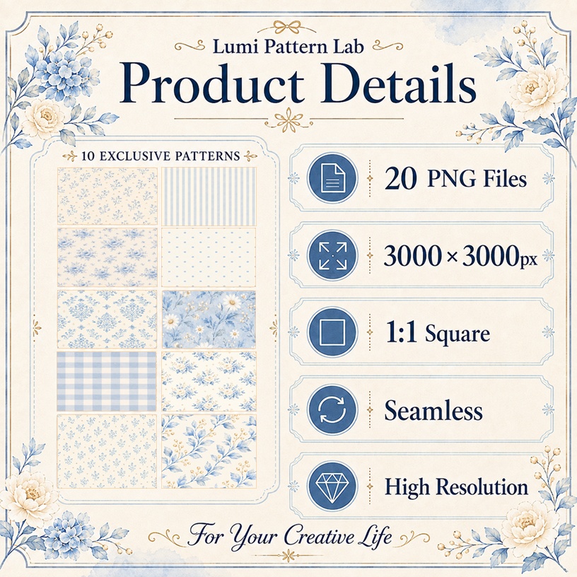 Blue & Cream Seamless Pattern 20