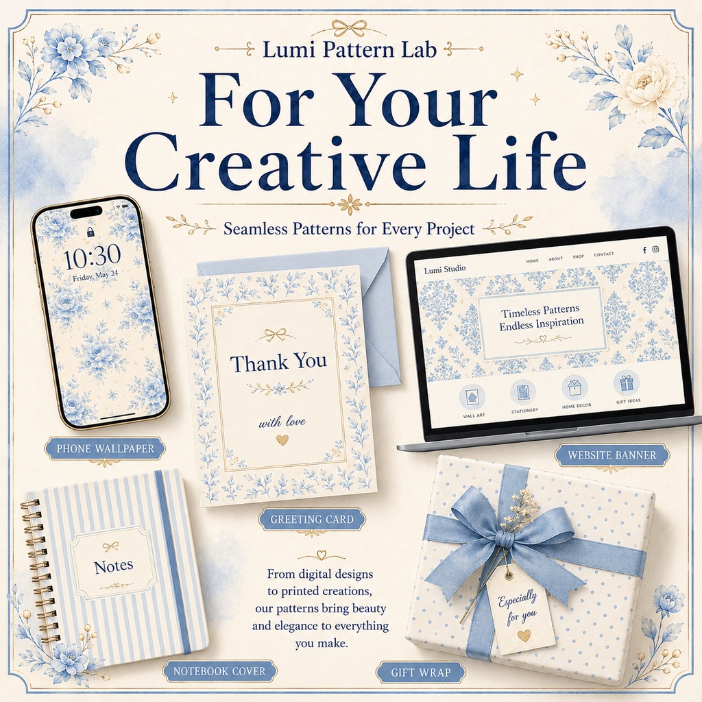 Blue & Cream Seamless Pattern 20