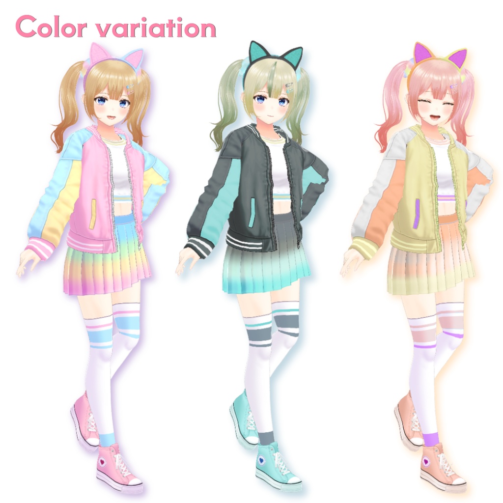 【VRoid正式版】ハイトップスニーカー/Heart_High_top_Sneakers【3 color set】