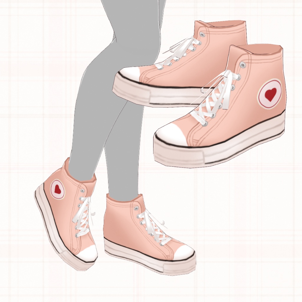 【VRoid正式版】ハイトップスニーカー/Heart_High_top_Sneakers【3 color set】