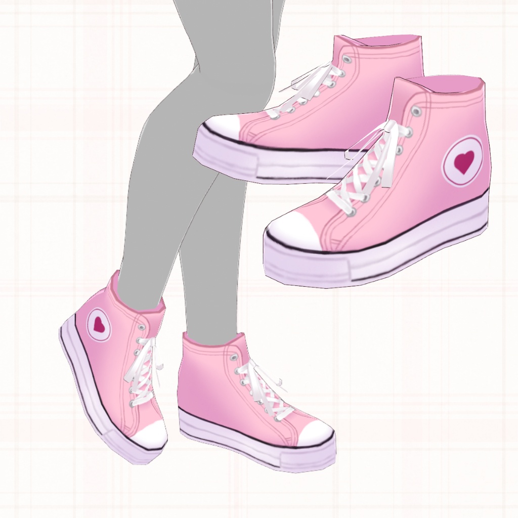 【VRoid正式版】ハイトップスニーカー/Heart_High_top_Sneakers【3 color set】
