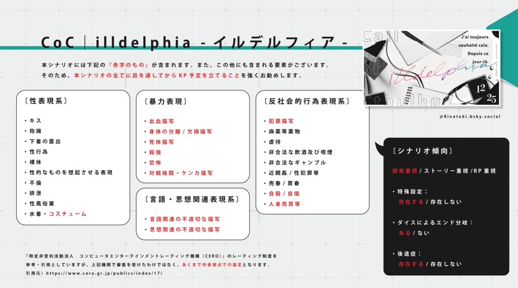 CoC『illdelphia -イルデルフィア-』Ver2.1【SPLL:E198069】