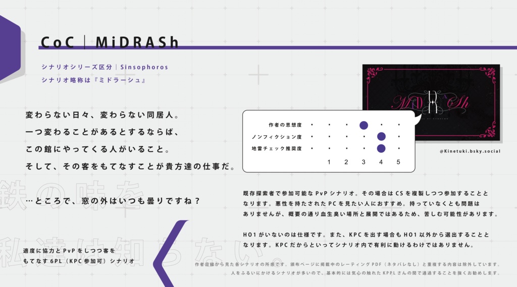 公開概要|CoC『MiDRASh』【SPLL:E190151】