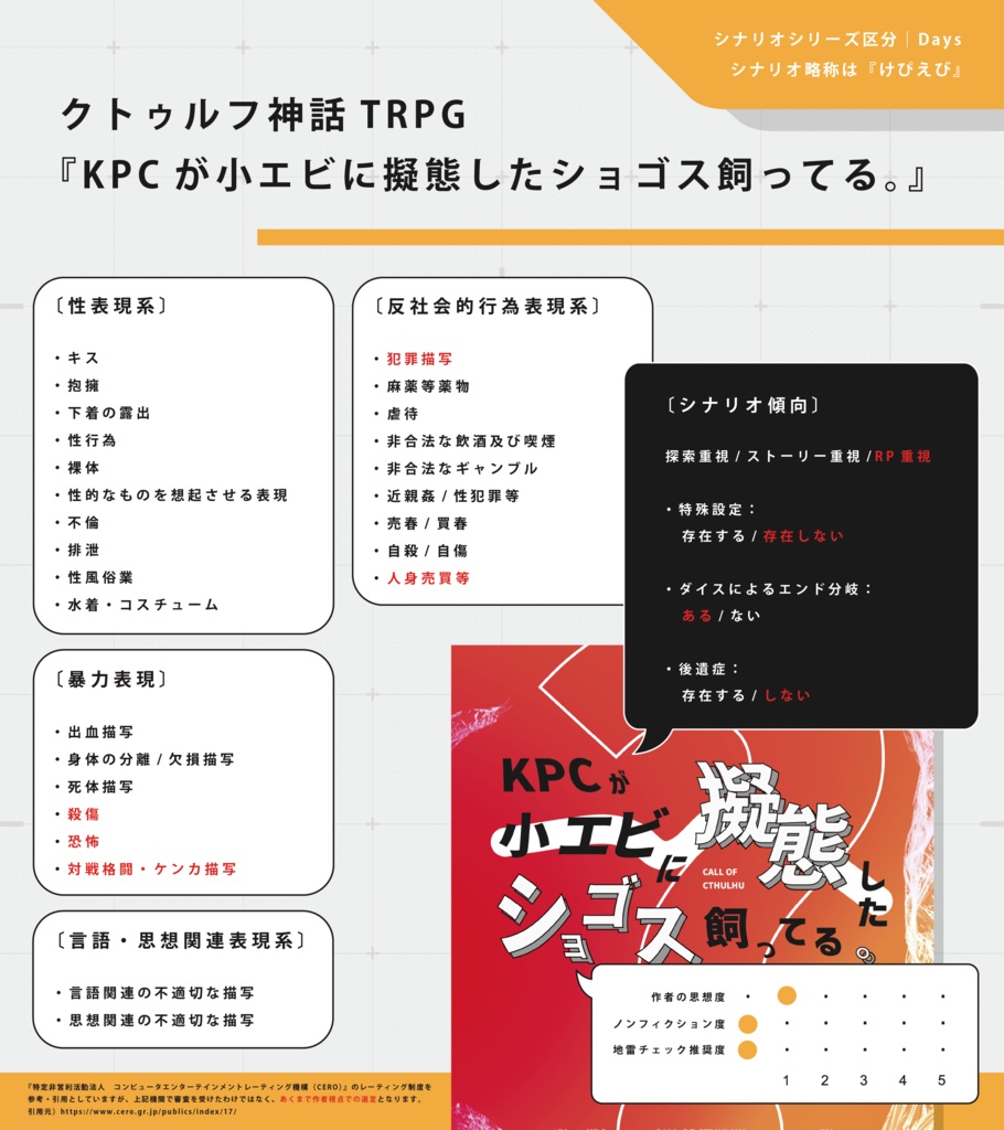 CoC『KPCが小エビに擬態したショゴス飼ってる。』Ver1.0【SPLL:E188239】