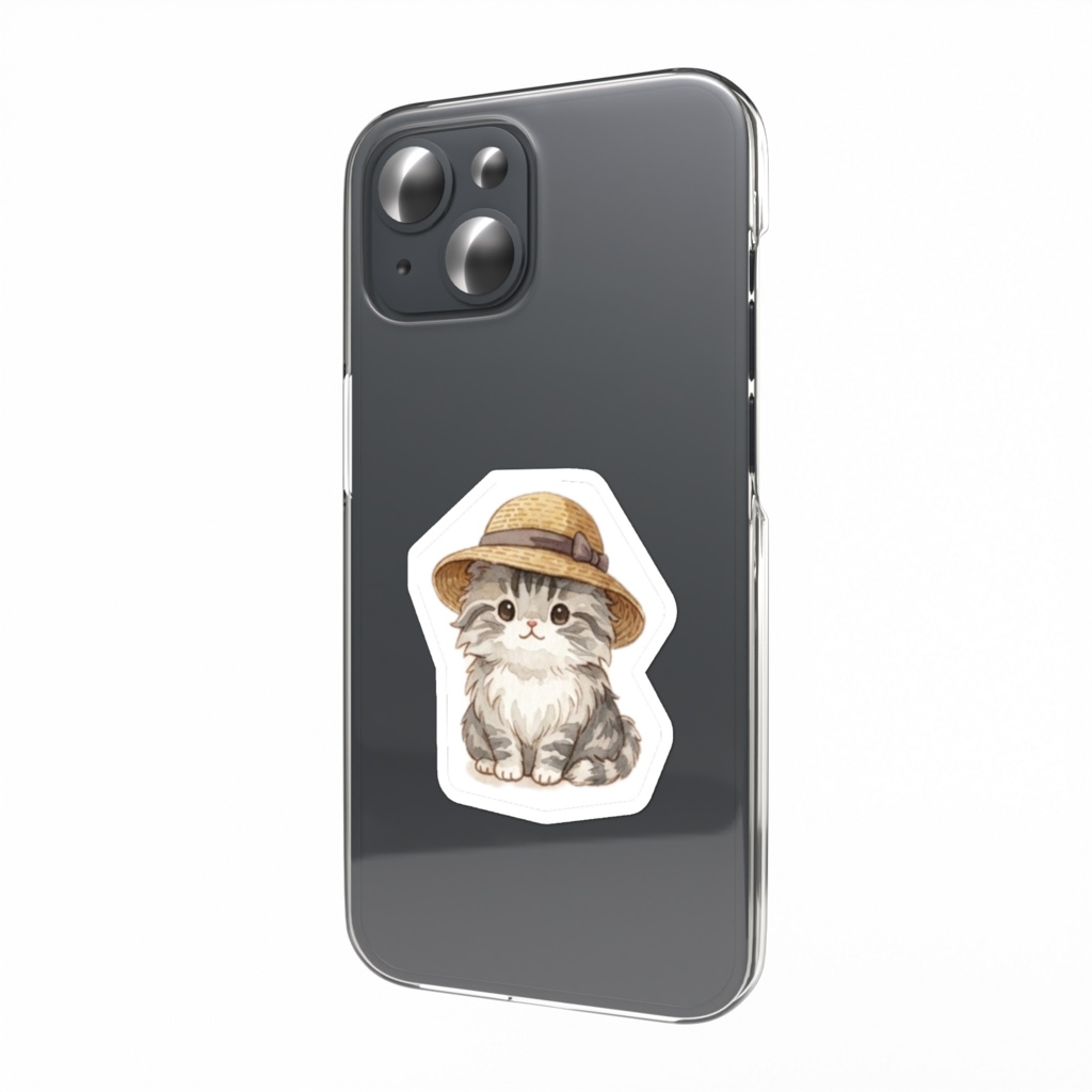 【防水シール】スマホ裏に挟めるかわいいねこステッカー