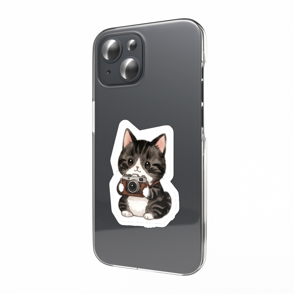 【防水シール】スマホ裏に挟めるかわいいねこステッカー