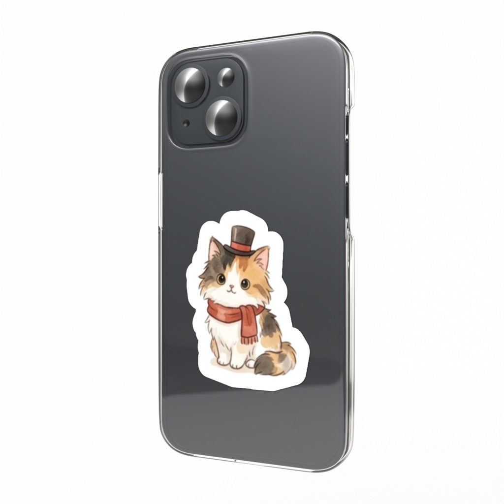 【防水シール】スマホ裏に挟めるかわいいねこステッカー