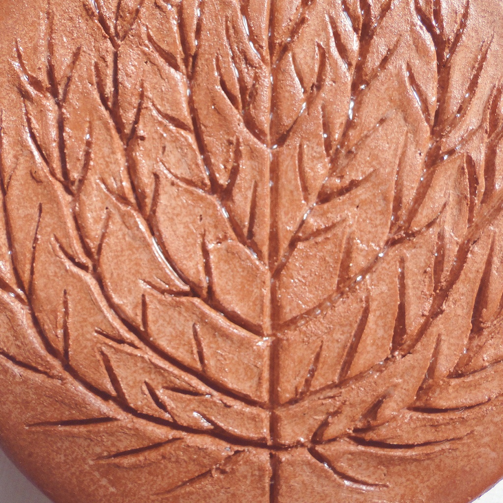 ウミウチワの陶土のオーナメント 粘土 オブジェ 海藻模様