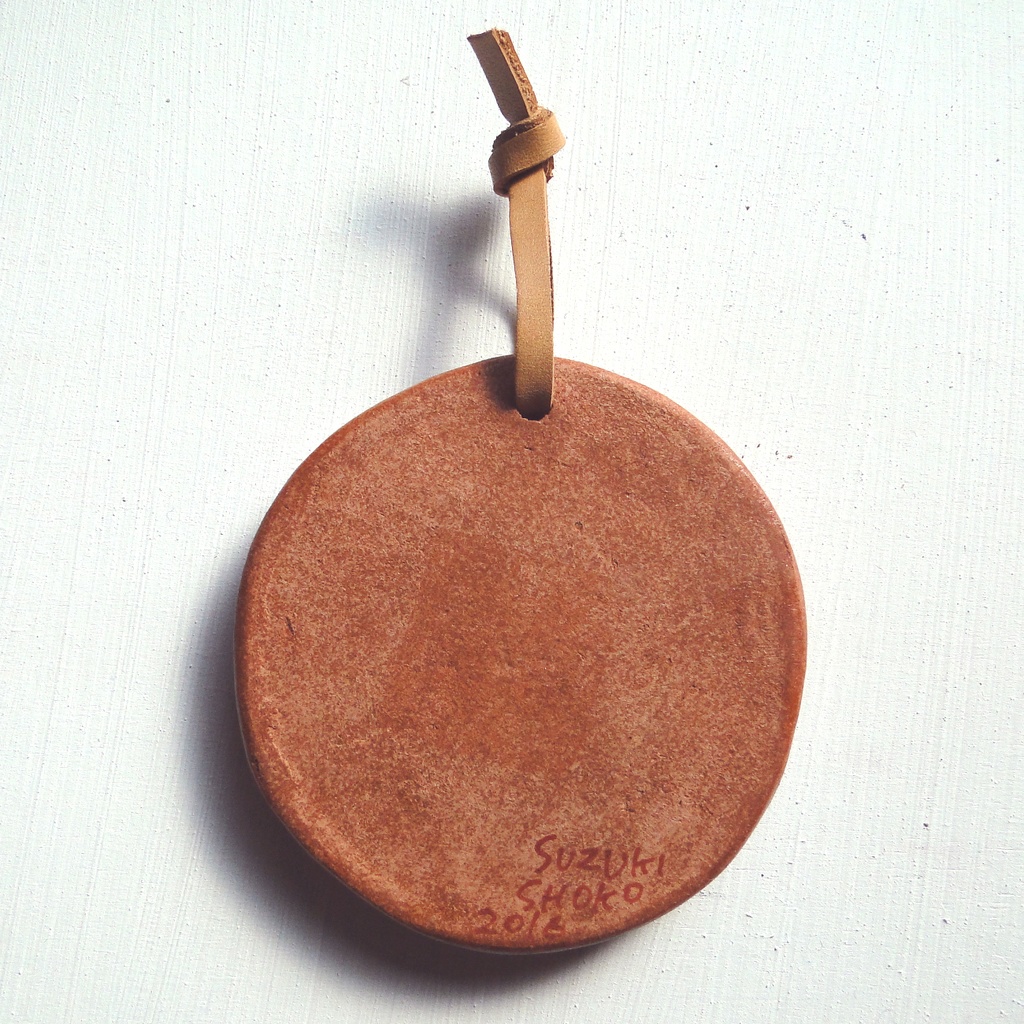 ウミウチワの陶土のオーナメント 粘土 オブジェ 海藻模様