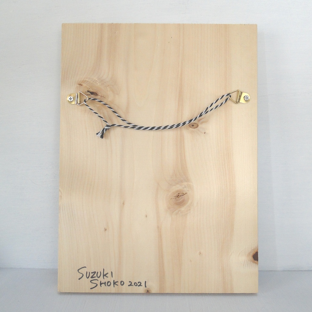 フクロウと深い森のウッドバーニングアート 原画 絵画 植物の絵 木雑貨 木工 アクリル画