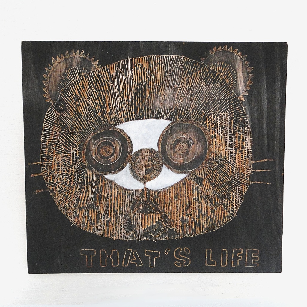 クマのウッドバーニングアート 原画 絵画 動物の絵 木雑貨 木工 