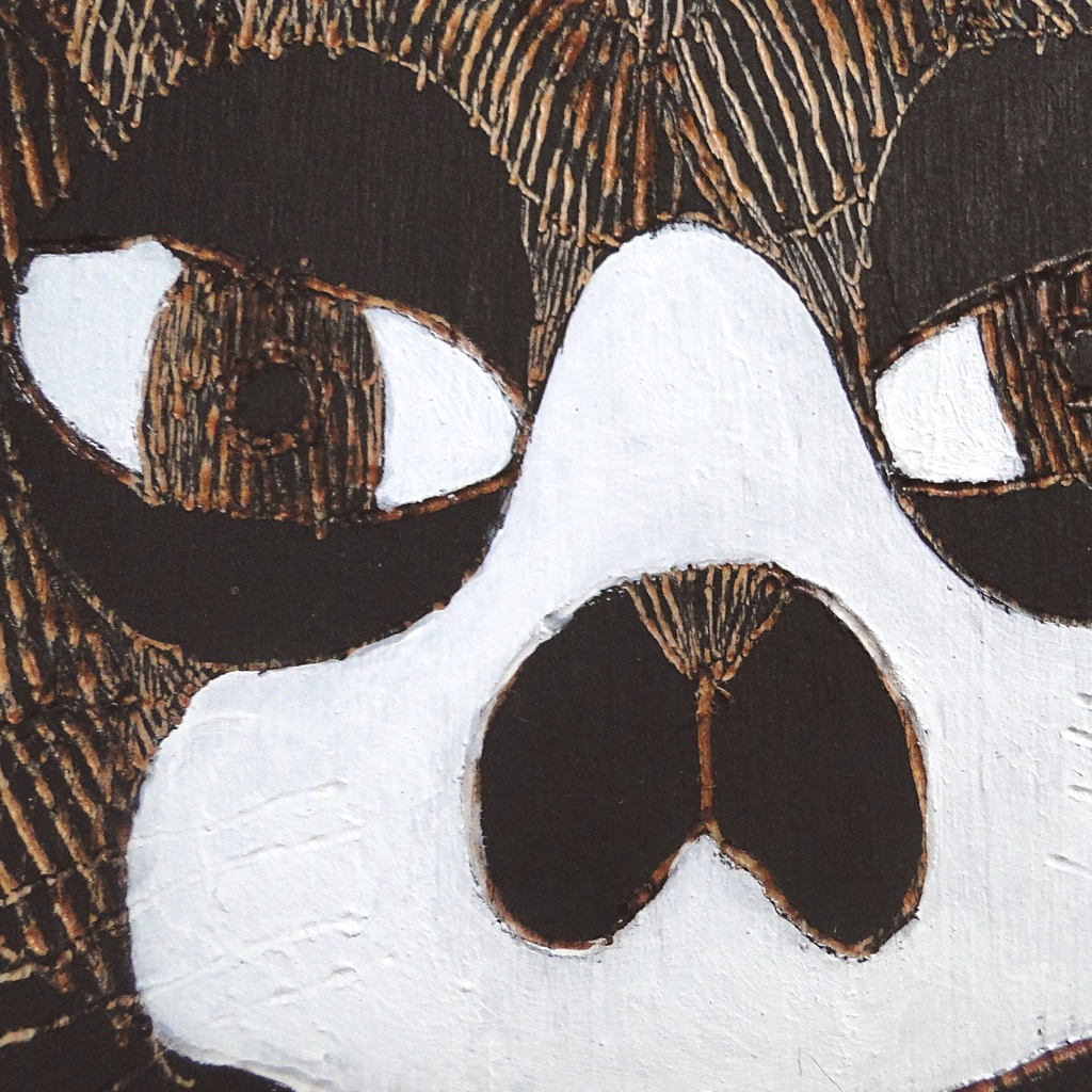 ハチワレ猫のウッドバーニングアート 原画 絵画 動物の絵 木雑貨 木工