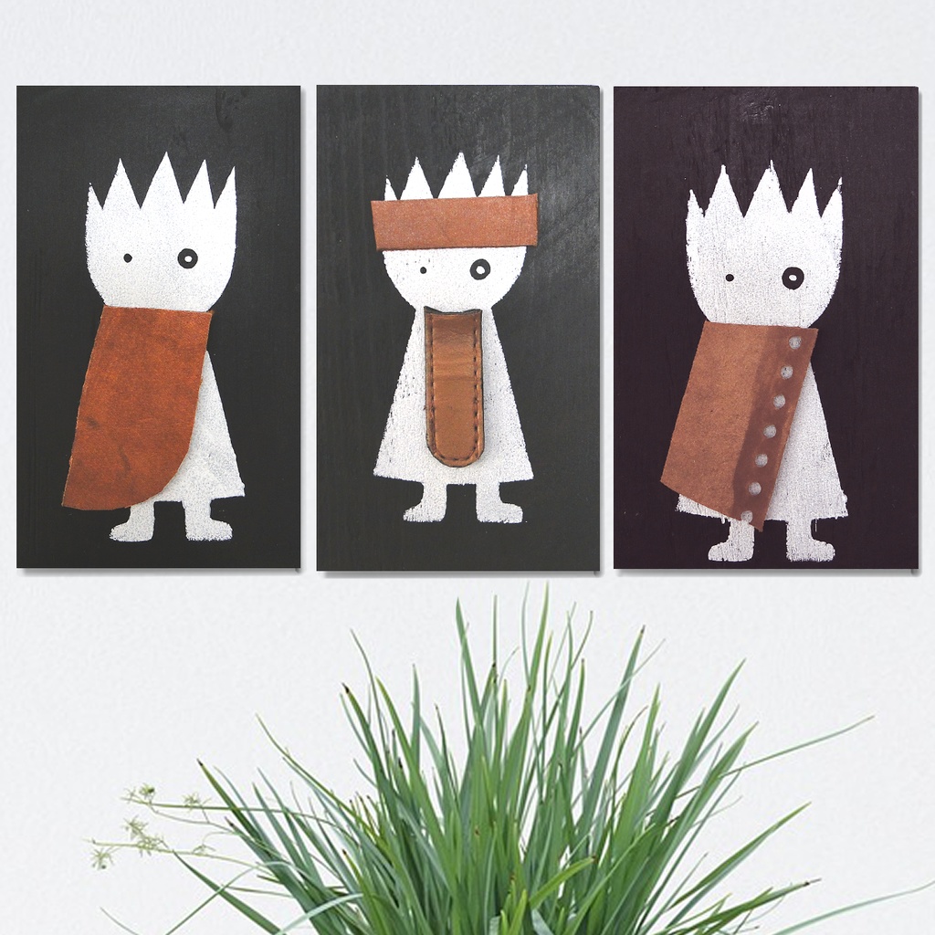 革鎧をつけた小人兵隊のウッドアート オブジェ 木工 木雑貨 妖精 No17