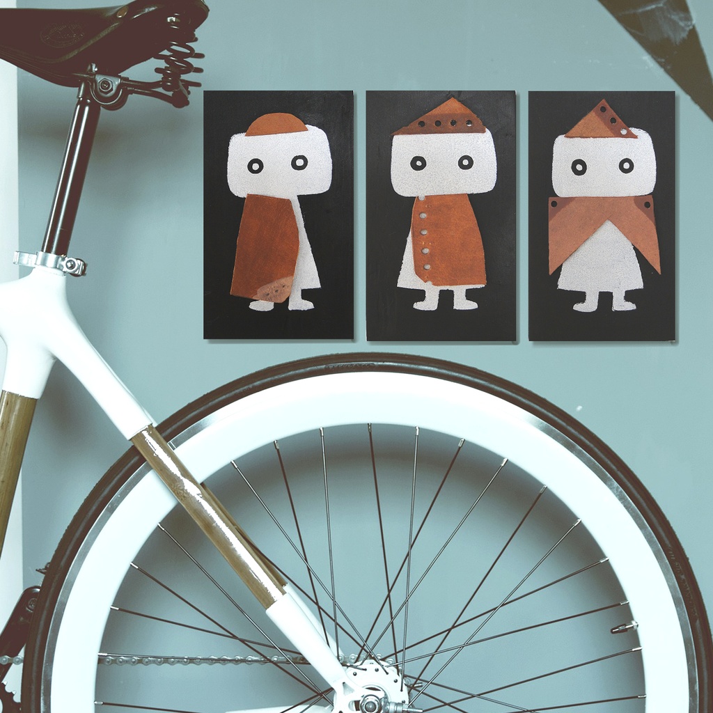 革鎧をつけた小人兵隊のウッドアート オブジェ 木工 木雑貨 妖精 No13