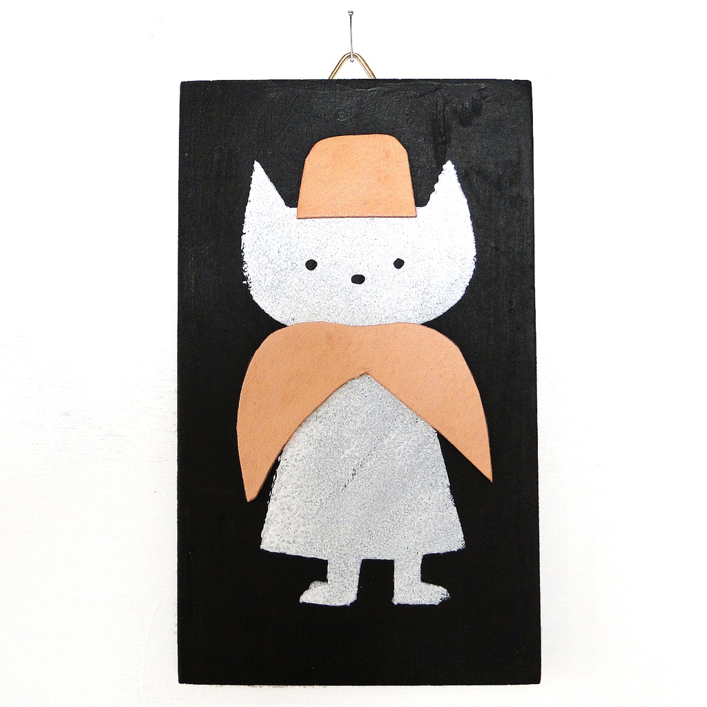 革鎧をつけた猫の小人兵隊のウッドアート オブジェ 木工 木雑貨 妖精 No8 