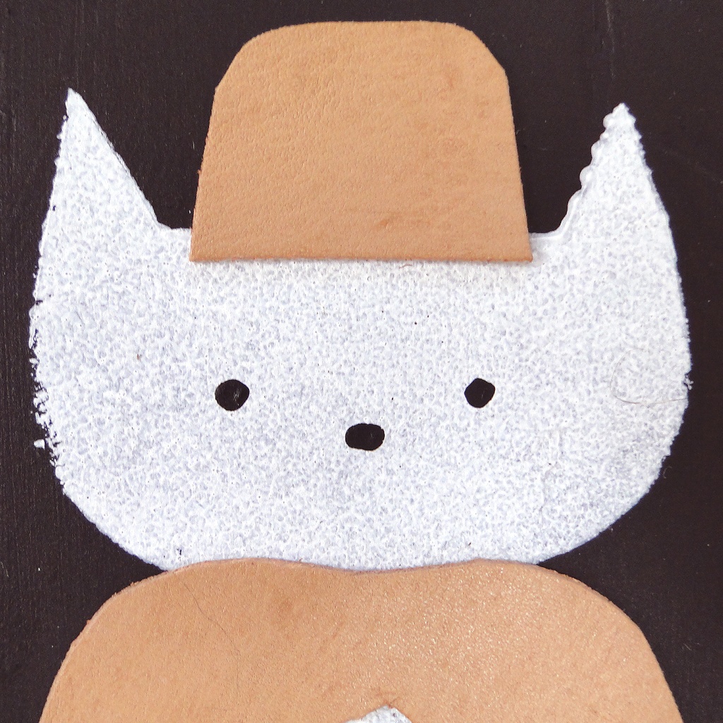 革鎧をつけた猫の小人兵隊のウッドアート オブジェ 木工 木雑貨 妖精 No8