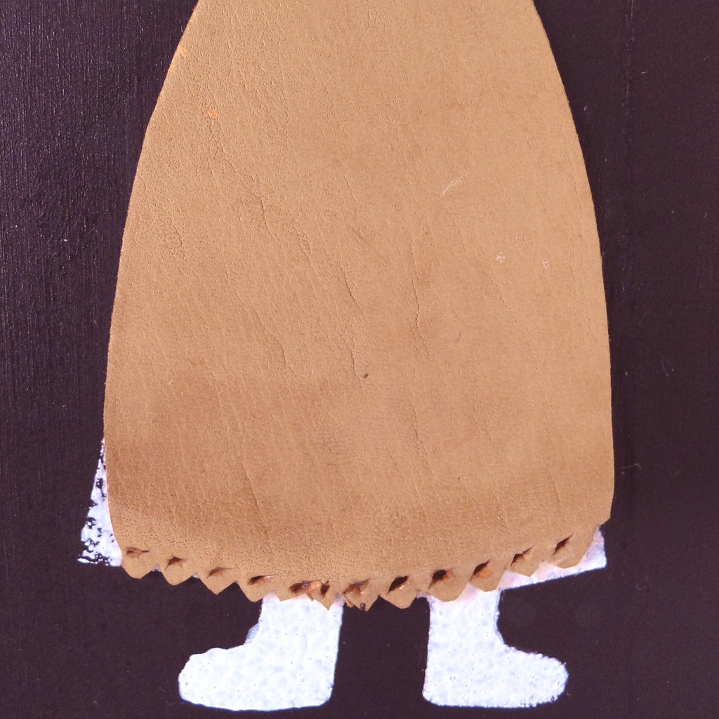 革鎧をつけたツノの小人兵隊のウッドアート オブジェ 木工 木雑貨 妖精 No5