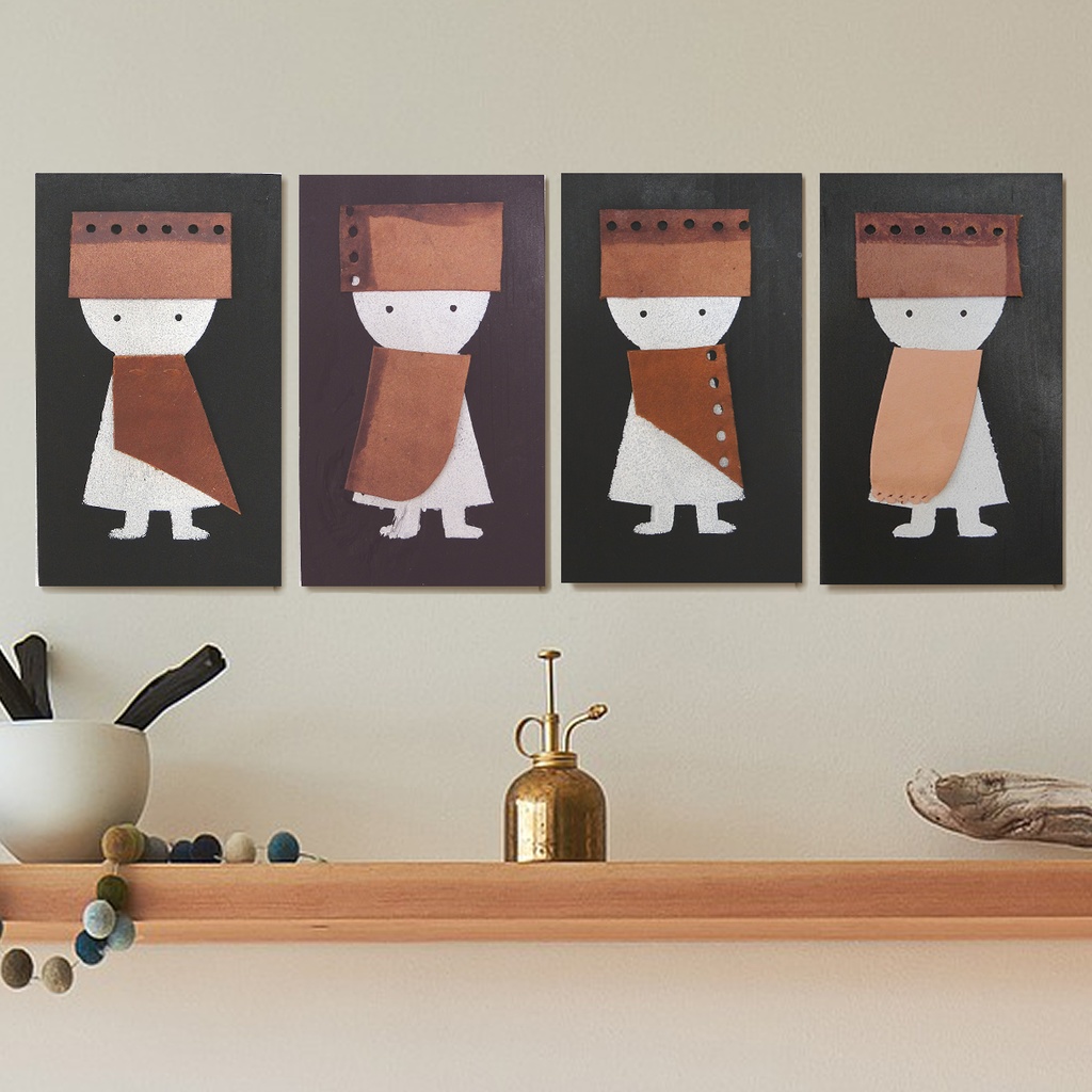 革鎧をつけた小人兵隊のウッドアート オブジェ 木工 木雑貨 妖精 No1