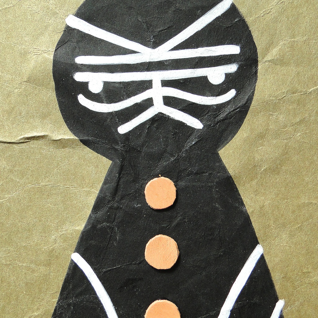 ヴィンテージ風くしゃくしゃアート 原画 絵画 キャンバス画 革ボタン グリーン No17