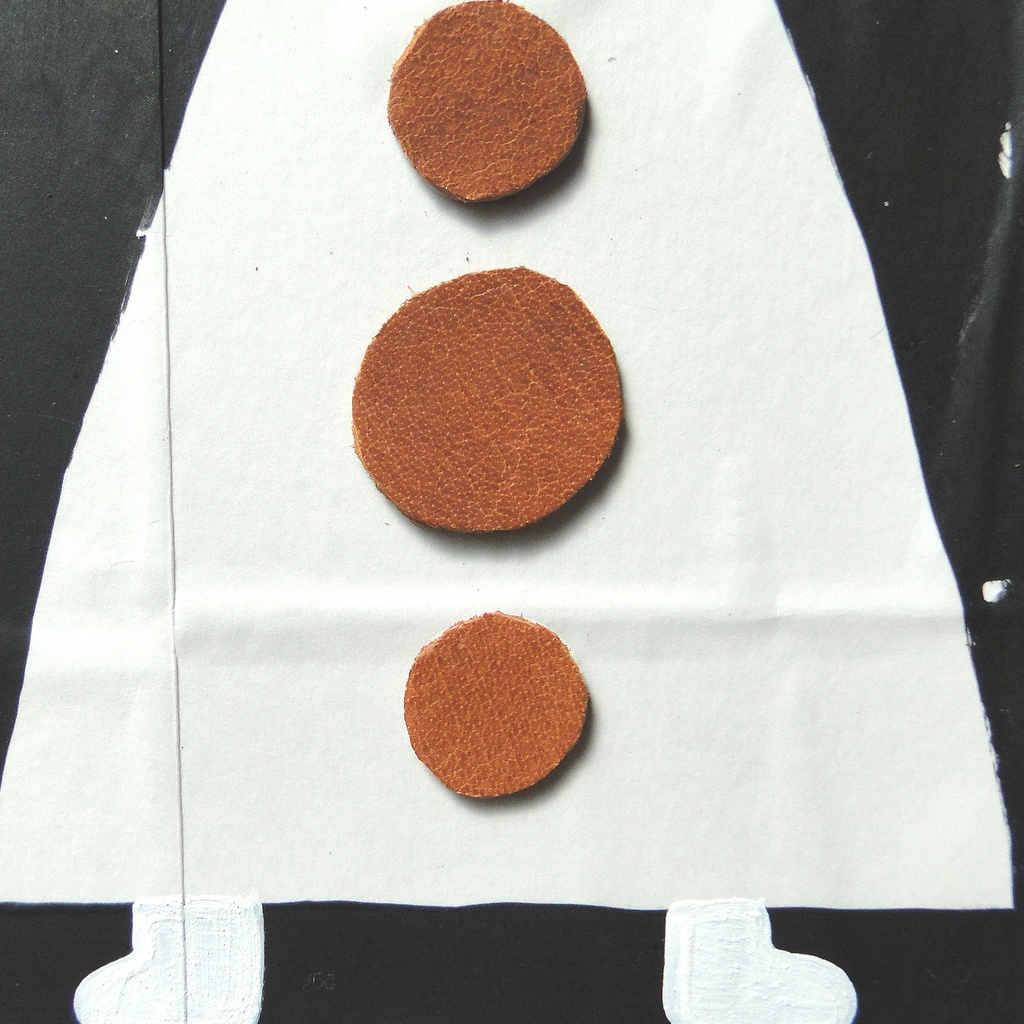 ヴィンテージ風くしゃくしゃアート 原画 絵画 キャンバス画 革ボタン 黒 No16