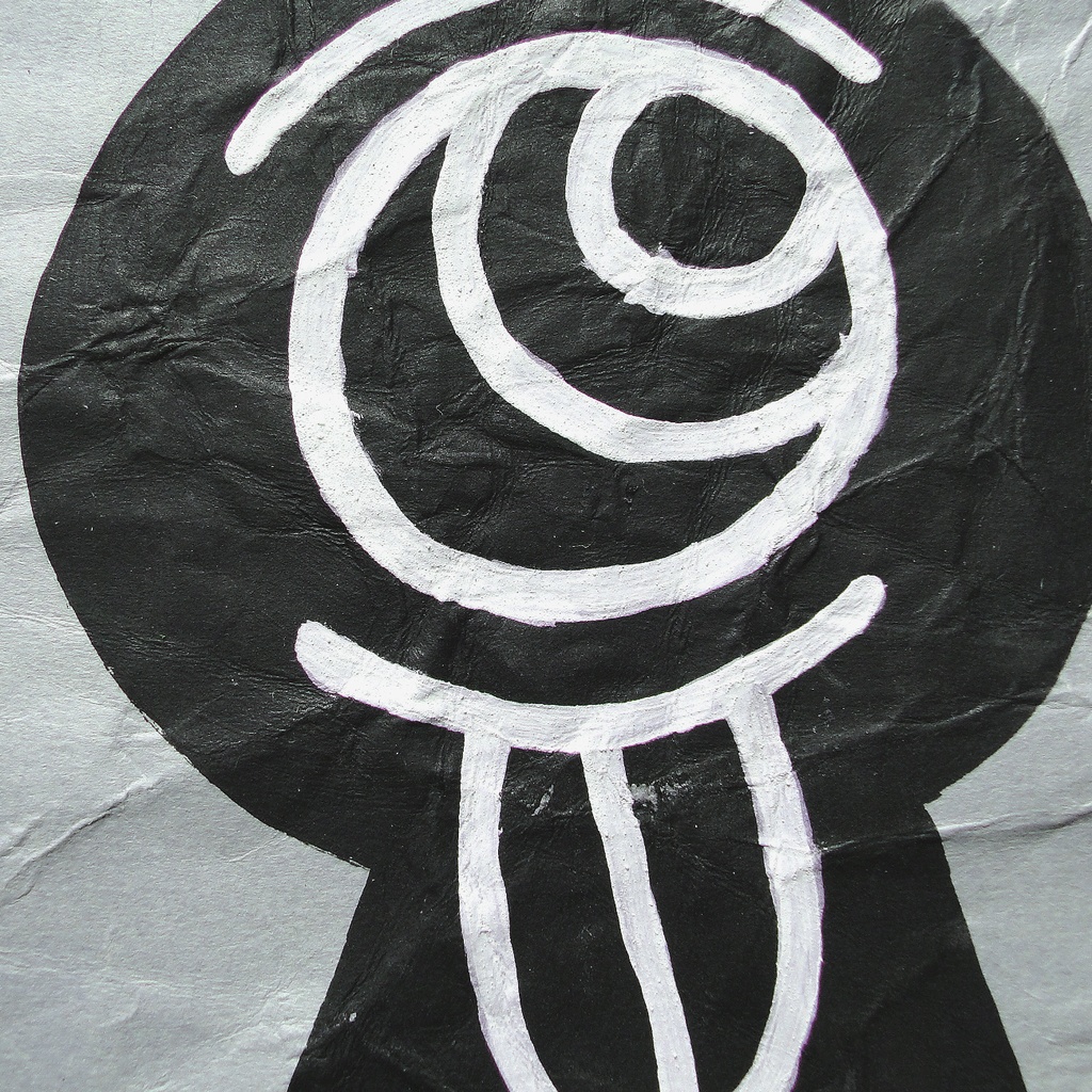 ヴィンテージ風くしゃくしゃアート 原画 絵画 キャンバス画 革ボタン グレー No6