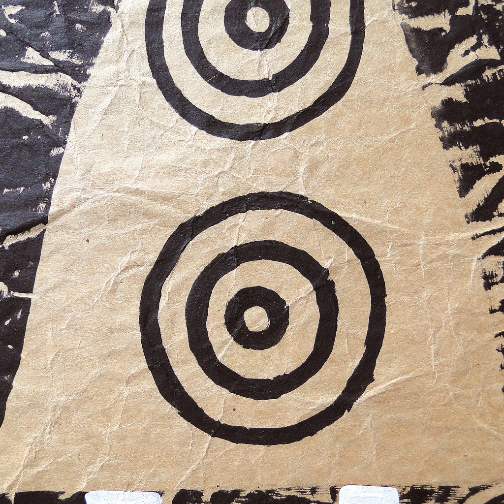 ヴィンテージ風くしゃくしゃアート 原画 絵画 キャンバス画 黒 No5