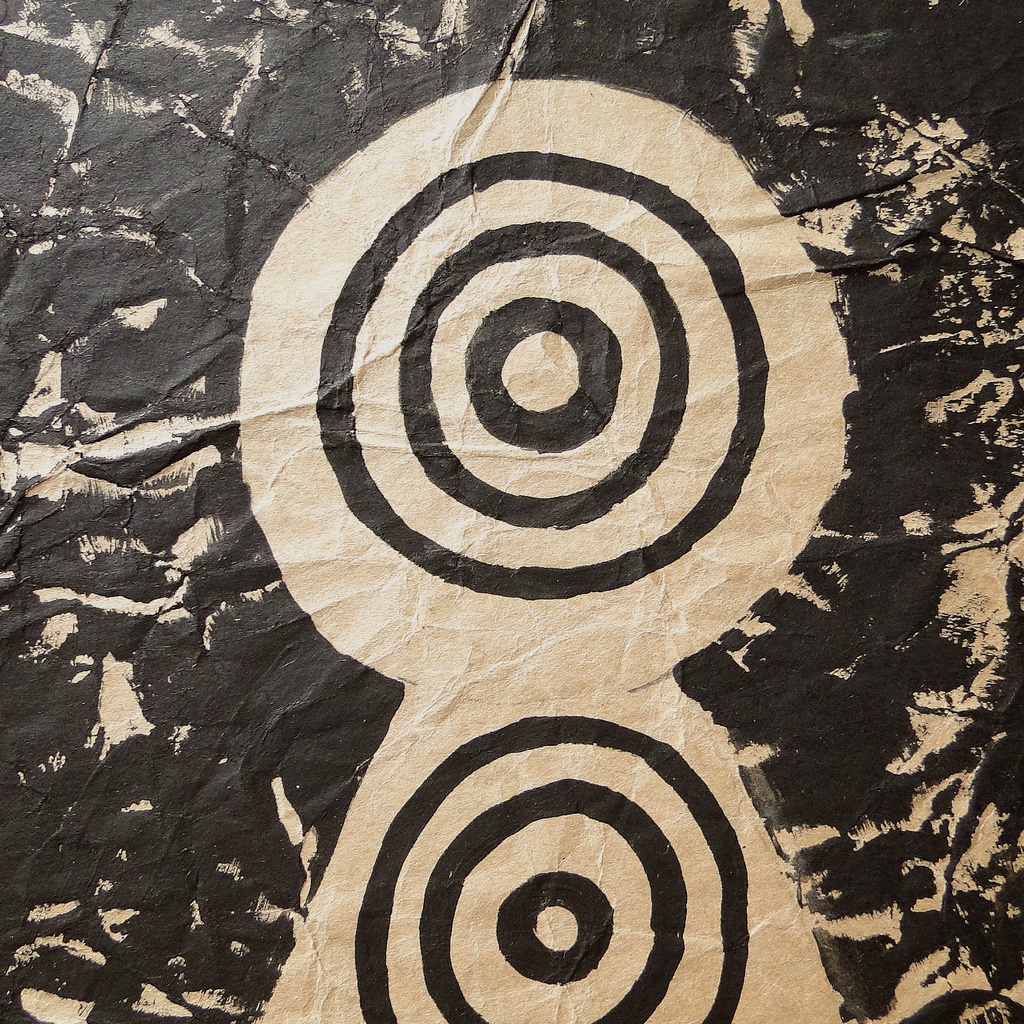 ヴィンテージ風くしゃくしゃアート 原画 絵画 キャンバス画 黒 No5