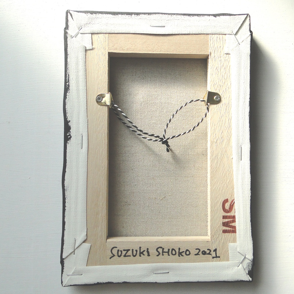 パンダと革飾りのアート 原画 絵画 キャンバス画 動物の絵 壁飾り