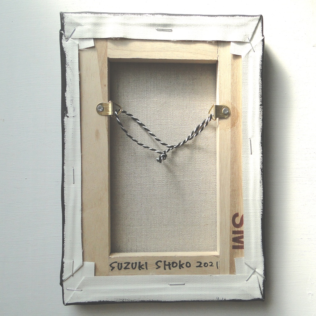 クマと革飾りのアート 原画 絵画 キャンバス画 動物の絵 壁飾り