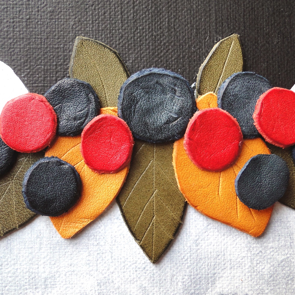 ハムスターと革飾りのアート 原画 絵画 キャンバス画 動物の絵 小動物 壁飾り