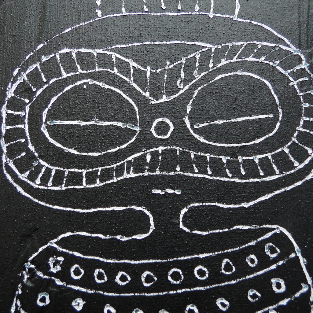 背の高い遮光器土偶のウッドバーニングアート 原画 絵画 木工 木雑貨 壁飾り