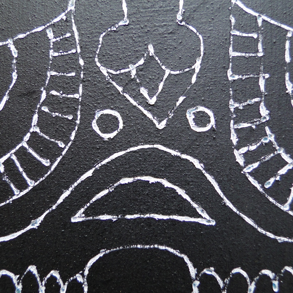 背の高い遮光器土偶のウッドバーニングアート 原画 絵画 木工 木雑貨 壁飾り