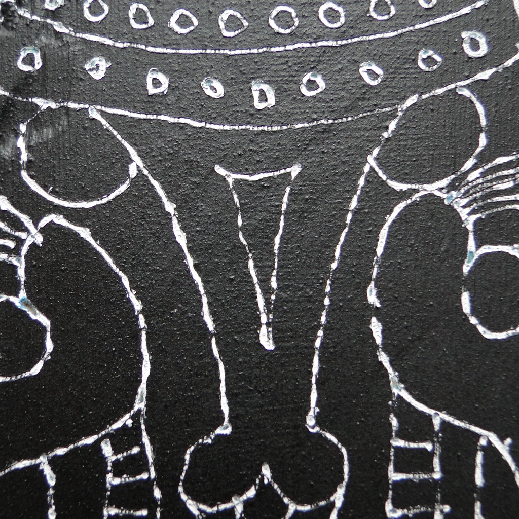 背の高い遮光器土偶のウッドバーニングアート 原画 絵画 木工 木雑貨 壁飾り