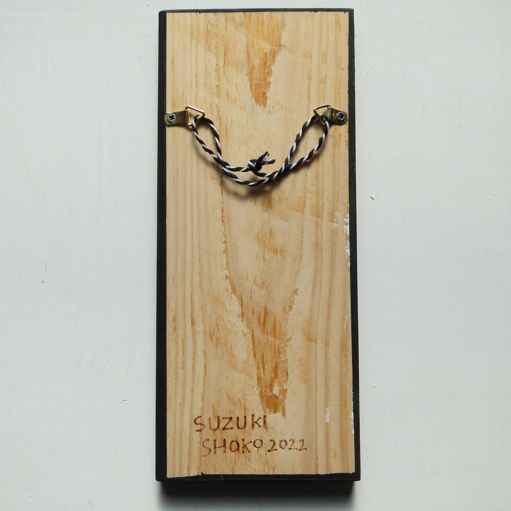 目の丸い土偶のウッドバーニングアート 原画 絵画 木工 木雑貨 壁飾り